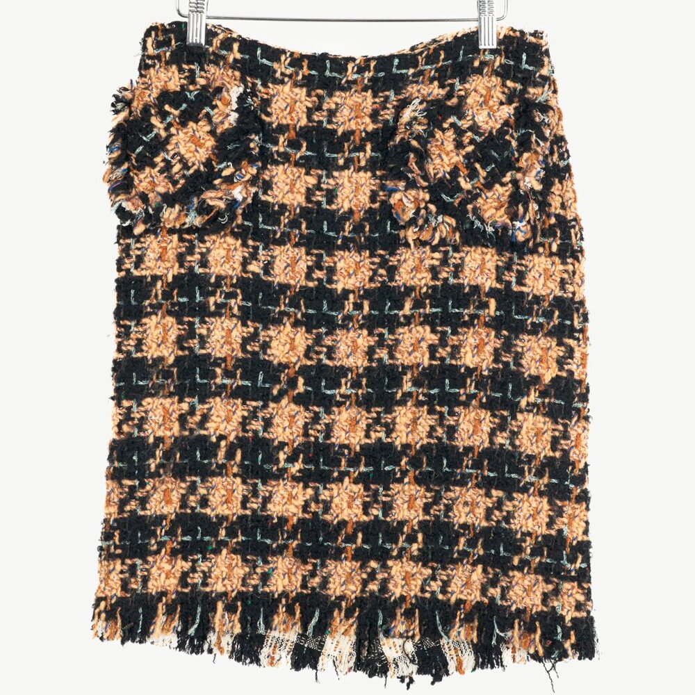 Junya Watanabe Comme des Garcons Orange & Black Lurex Check-Tweed Pencil Skirt